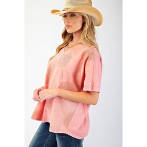 18. Plus Embroidered Mineral Washed Top